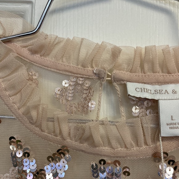 Chelsea & Violet NWT Women’s Top Size Large Taupe with Copper color Sequins - Picture 13 of 13